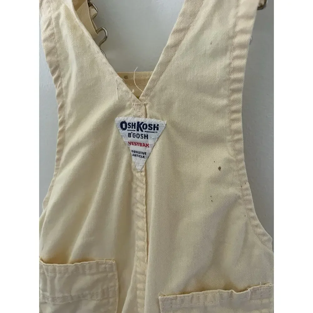 Vintage 80s OshKosh B'Gosh Butter Yellow Overalls Vestbak Jumper Size 18m USA
